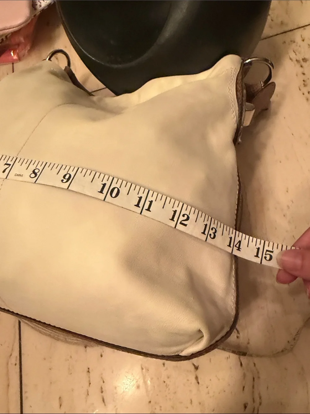 Coach 2011 Cream Hobo Bag with Brown Snake skin Patent Leather Trim & Hangtag